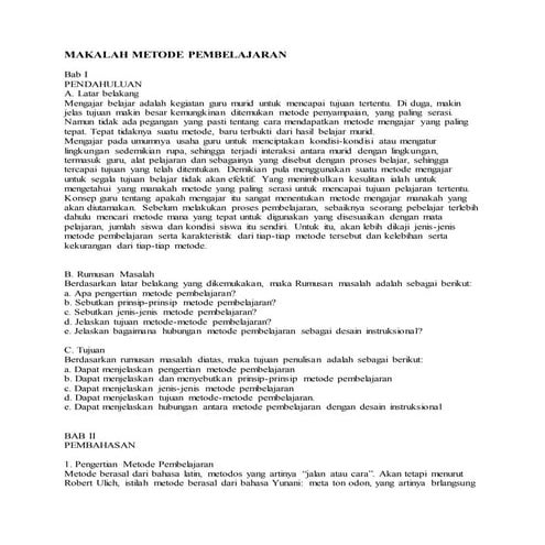 Makalah metode pembelajaran