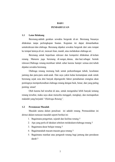 Makalah Olahraga Renang