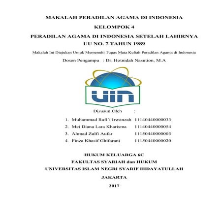 Makalah Peradilan Agama di Indonesia Tentang Peradilan Agama Setelah lahirnya...