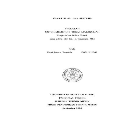 Makalah Pengetahuan Bahan Teknik : Karet