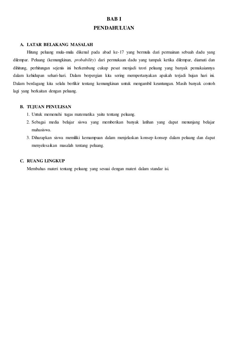Makalah Peluang Dalam Pelajaran Matematika