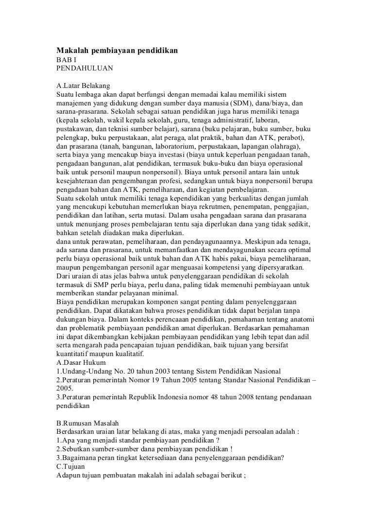 Makalah Pembiayaan Pendidikan