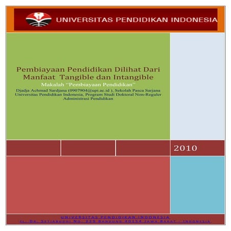 Pembiayaan pendidikan dilihat dari manfaat  tangible dan intangible