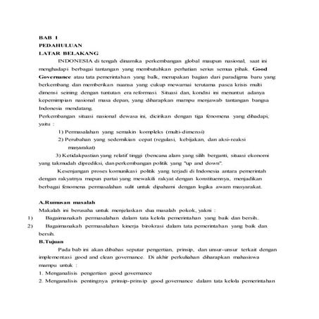 Makalah pemerintahan yang baik