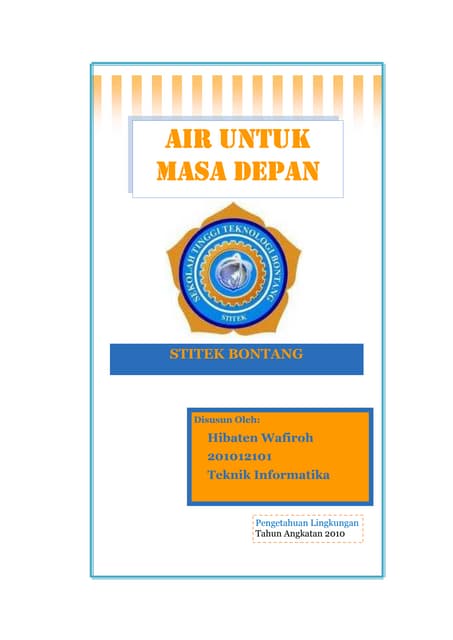 Makalah Pengetahuan Lingkungan Air Untuk Masa Depan