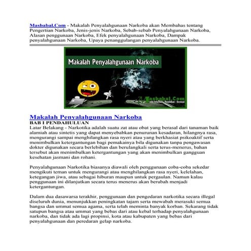 Makalah penyalahgunaan narkoba
