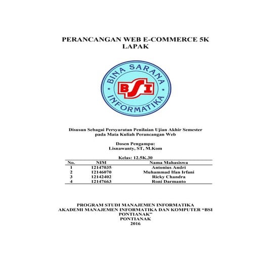 Makalah perancangan web (website 5 k lapak) 