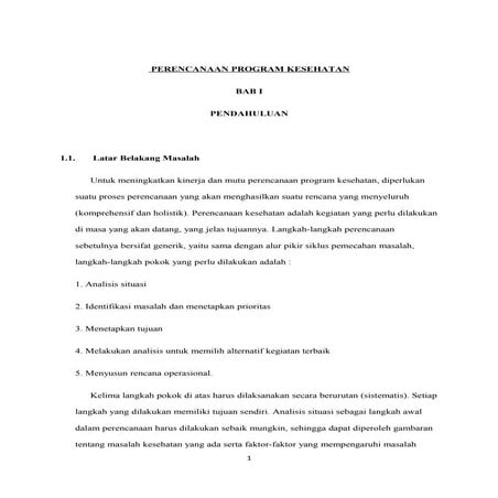Makalah perencanaan program kesehatan