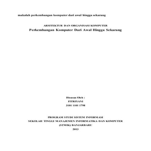 Makalah perkembangan komputer dari awal hingga sekarang