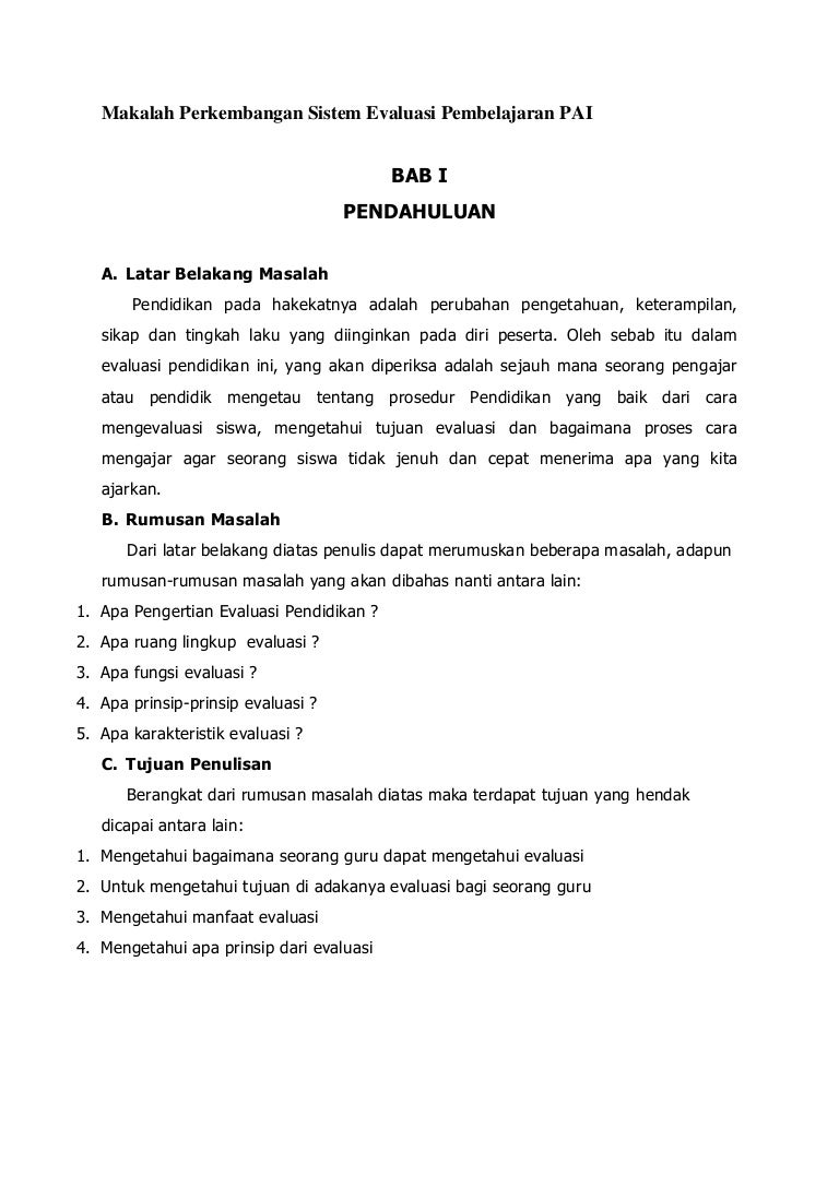 Makalah Perkembangan Sistem Evaluasi Pembelajaran Pai