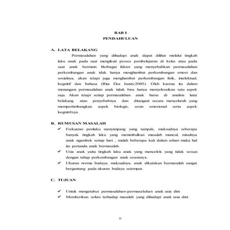 Makalah permasalahan anak siti zalna sese