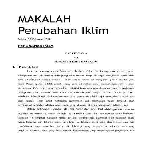 Makalah perubahan iklim