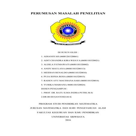 Makalah perumusan masalah penelitian