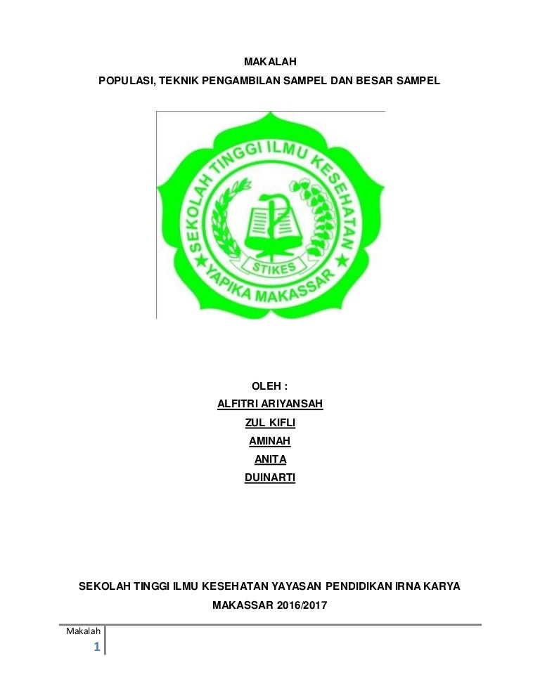 Makalah Populasi Teknik Pengambilan Sampel Dan Besar Sampel