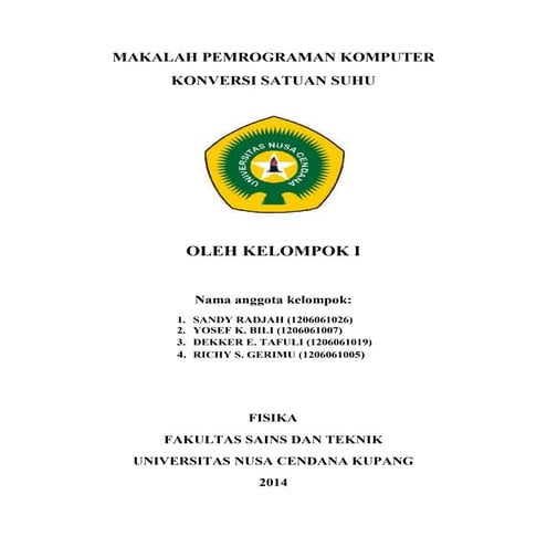 Makalah program konversi satuan suhu | PDF