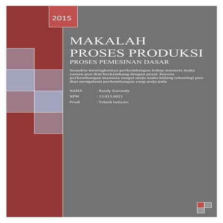 Makalah proses permesinan dasar