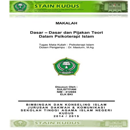 Dasar - Dasar dan Pijakan Teori Psikoterapi Islam