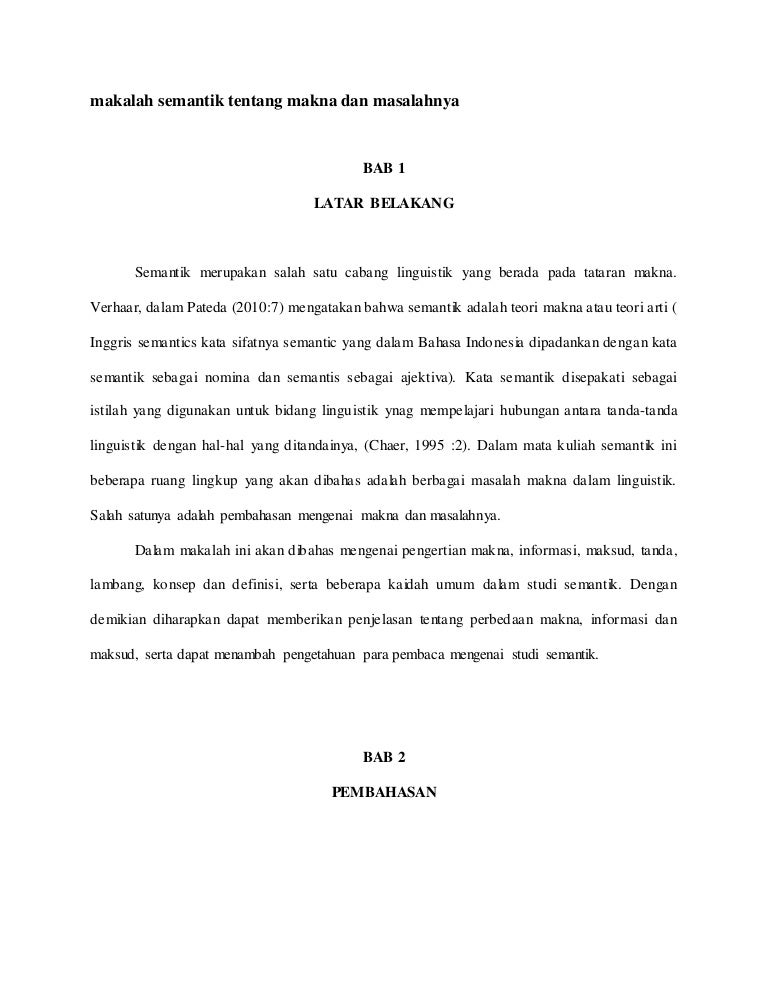 Makalah Semantik Tentang Makna