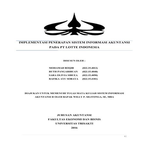 IMPLEMENTASI SIA PADA PT LOTTE INDONESIA