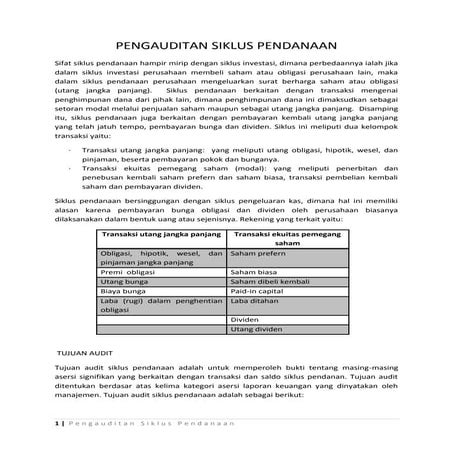 Makalah pengauditan siklus pendanaan/pembelanjaan