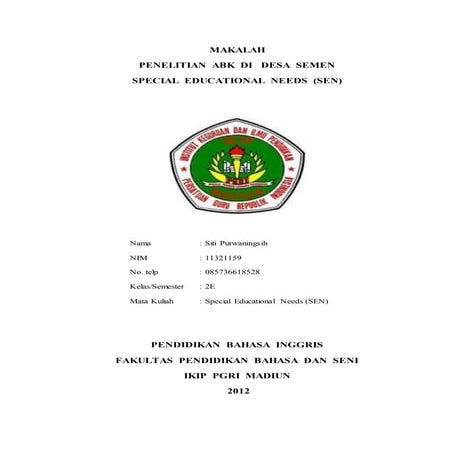 Makalah specific educational need (sen) penelitian abk