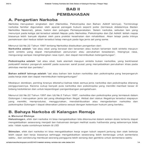 Makalah tentang narkoba dan seks bebas di kalangan remaja   pelajar wajo
