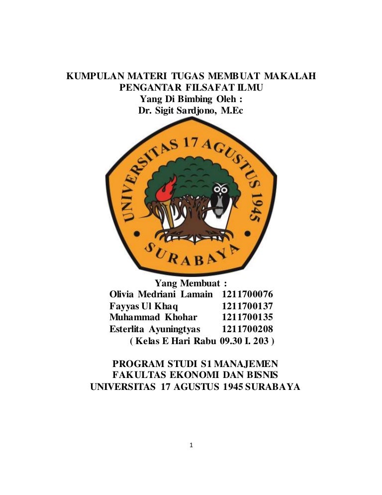 Makalah Kumpulan Tugas Pengantar Filsafat Ilmu