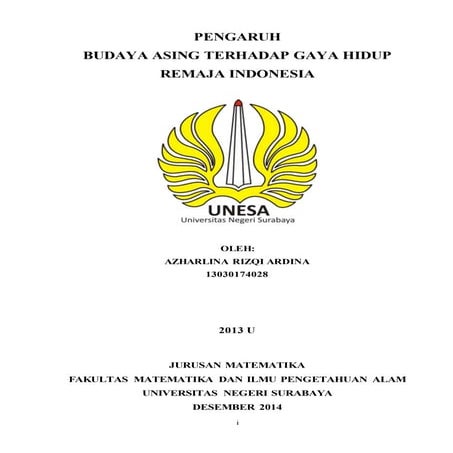 Makalh pengaruh budaya asing terhadap remaja indonesia