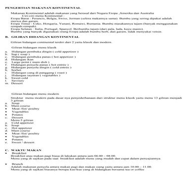 Makanan kontinental kelas xi boga