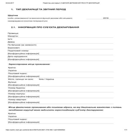 Макарьян, э-декларация 2016