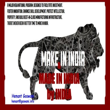 An Analysis of "Make in India" Program of Government of India