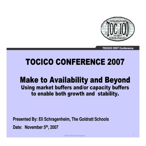 Make to-availability and beyond