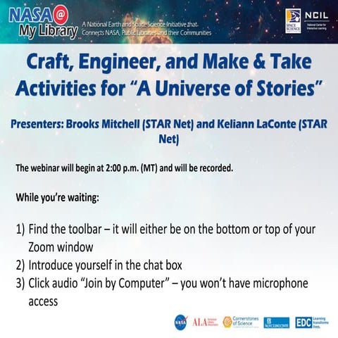 Craft, Engineer, and Make & Take Activities for “A Universe of Stories”