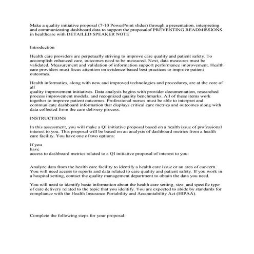 Make a quality initiative proposal (7-10 PowerPoint slides) through a.docx