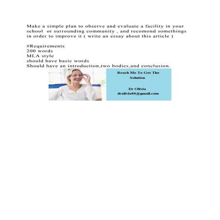 Make a simple plan to observe and evaluate a facility in your school.docx