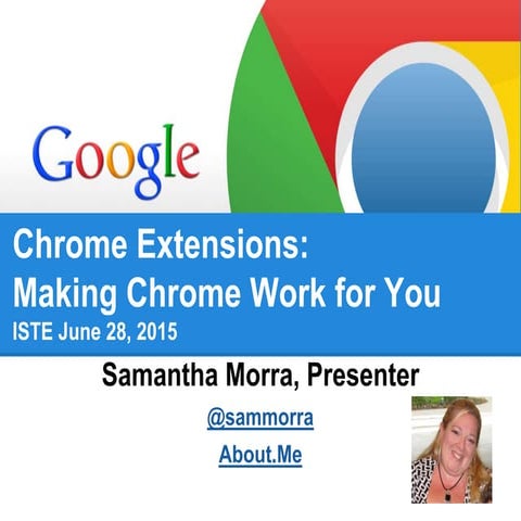 Chrome Extensions: Make Chrome Work Chrome Work for You   ISTE June 28, 2015