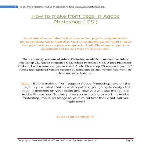 Make front page in adobe photoshop ( business fellows )