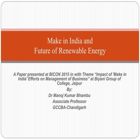 Make in india and future of renewable energy