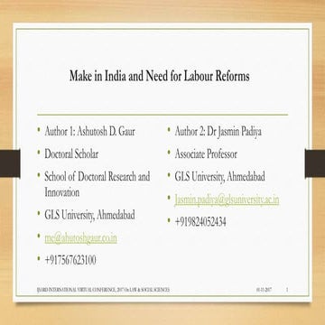 Make in India and Need for Labour Reforms | PPTX