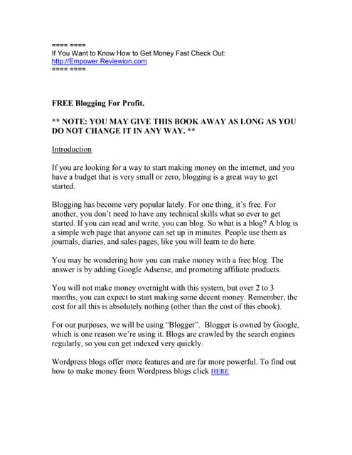 How to Get Money Fast - Make Money Blogging!
