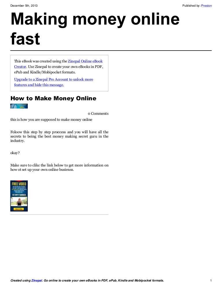 How to make money online fast!