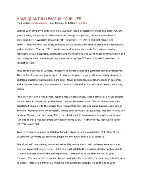 Make Quantum Leaps In Your Life