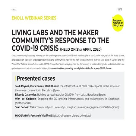 Living Labs and the Maker community’s response to the COVID-19 crisis around ...