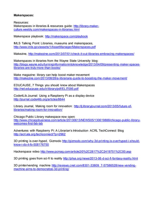 Makerspaces resources