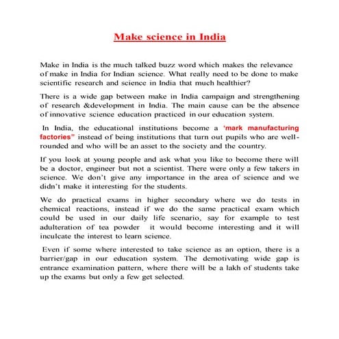 Make science in india