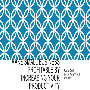 Make small business profitable by increasing your productivity