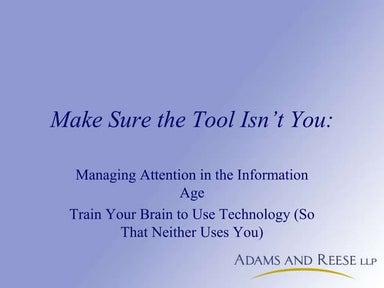 Make Sure the Tool Isn't You