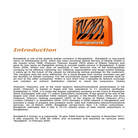 Maketing   report  on banglalink