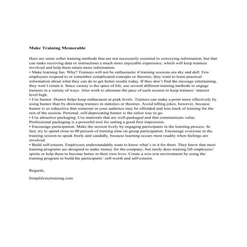 Make training memorable
