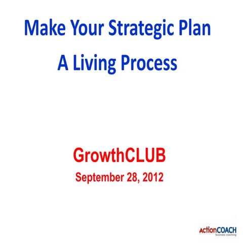Make Your Strategic Plan a Living Process